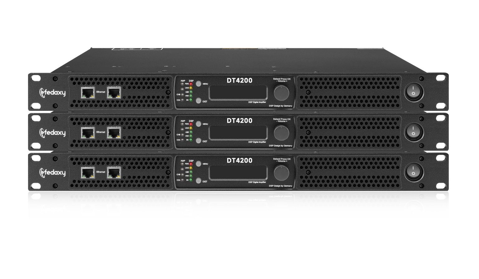 DT4200 DSP and Dante 1U 2 Channel 2x4200W Class D Power Amplifier