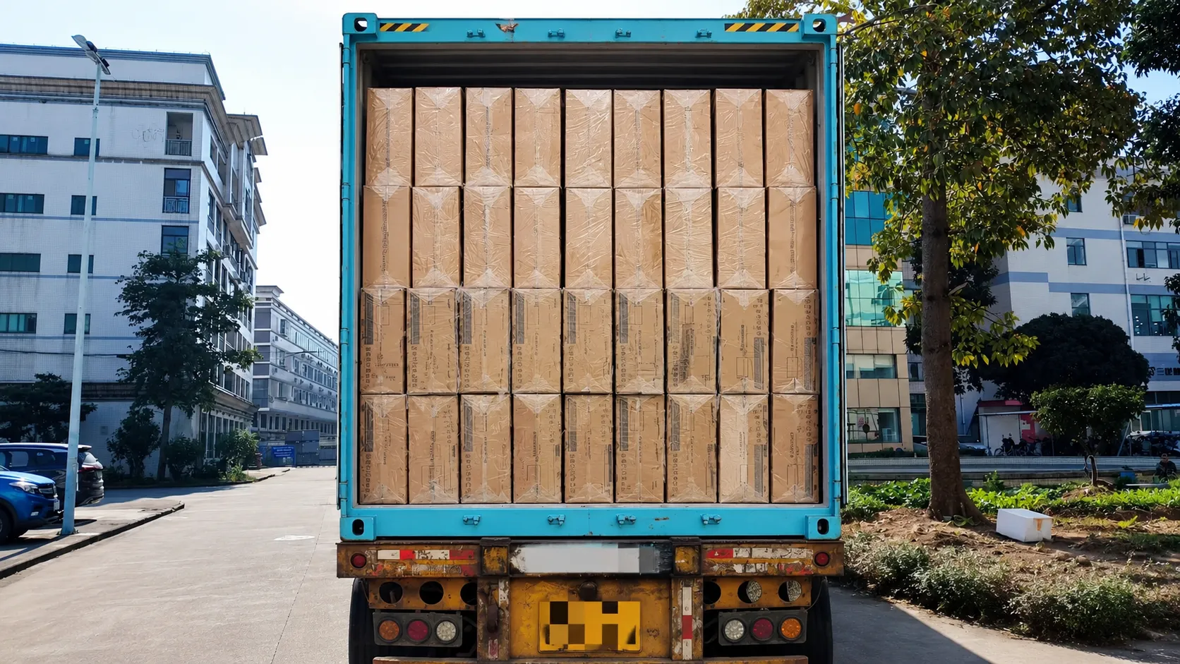 Packed cargo in container